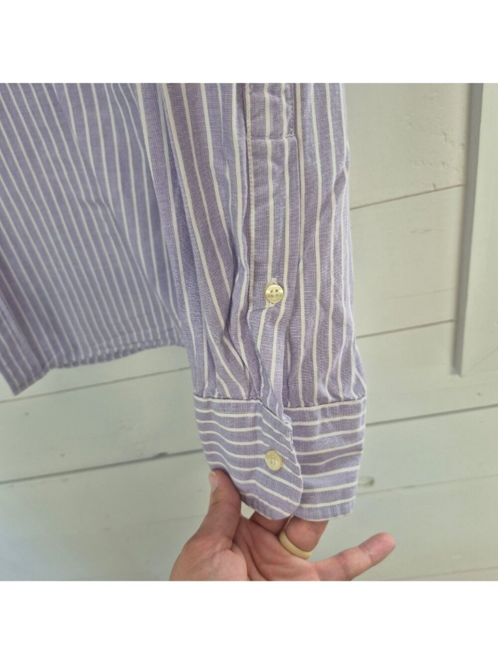 Tailored By J.Crew Men's Purple & White Striped Button-Down Shirt XL 100% Cotton - Picture 6 of 8